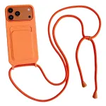 Silikoninis dėklas su kortelės skyriumi ir dirželiu iPhone 18 Pro Max / 17 Pro Max - oranžinis