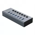 Orico BT2U3-7AB USB &scaron;akotuvas 7x USB-A 3.0 su jungikliais &ndash; pilkas