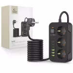 Tech-Protect PC3X6 maitinimo juosta, 3 lizdai 240V + 3xUSB-A + 3xUSB-C, 200 cm &ndash; juoda