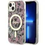Guess MagSafe dėklas iPhone 14 Plus &ndash; rožinis, gėlės