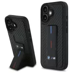 BMW M Grip Stand Smooth & Carbon dėklas iPhone 16 &ndash; juodas