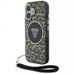 Guess MagSafe dėklas iPhone 16 &ndash; rudas su dirželiu