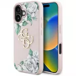Guess Grained Roses 4G dėklas iPhone 16 &ndash; rožinis