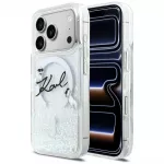 Karl Lagerfeld Liquid Glitter Karl Script logotipas MagSafe Dėklas, skirtas iPhone 17 Pro &ndash; skaidrus