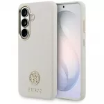 Guess Rhinestone Round Logo MagSafe dėklas, skirtas Samsung Galaxy S26 - smėlio spalvos