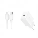 Joyroom JR-TCF20 USB-C PD 20W tinklo įkroviklis - baltas + USB-C / USB-C laidas 1m