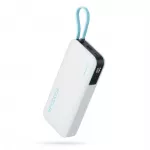 Cuktech i&scaron;orinė baterija CUKP200NGLLG 55W 20000mAh su integruotu USB-C laidu - balta