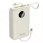 Dudao K14+ i&scaron;orinė baterija 20000mAh 22.5W USB-C / USB-A / integruoti Lightning ir USB-C laidai - balta