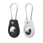 Apple AirTag dėklas su plieniniu kabeliu &ndash; juoda + balta (2 vnt.)