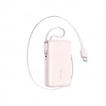 Joyroom JR-PR2L 10 000 mAh 35 W maitinimo blokas su įmontuotu i&scaron;traukiamu USB-C laidu ir USB-C dirželiu &ndash; rožinis
