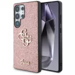 Guess Fixed Glitter Big 4G Metal Logo dėklas, skirtas Samsung Galaxy S25 Ultra, rožinis