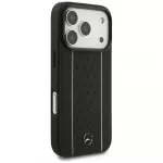 Mercedes Leather Star Pattern Stripes MagSafe dėklas iPhone 17 Pro - juodas