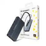 USB-C Hub 14 in 1 Wozinsky WDS03Y5S daugiafunkcinis, aliuminis, 3 monitoriams, su 15 cm kabeliu - pilkas