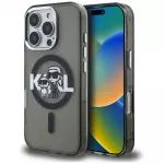 Karl Lagerfeld IML Glitter Karl & Choupette Sketch Logo MagSafe dėklas skirtas iPhone 16 Pro Max - Juodas