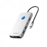 Orico XCR 12in1 RGB USB-C dokavimo stotis 2x USB-A 3.1 1x USB-A 2.0 1x USB-C PD 100 W 1x USB-C 3.1 2x HDMI 2.0 4K 60Hz 1x VGA 1080p 1x microSD/SD 3.0 1x RJ Gigabit Ethernet 1x Audio CTIA 3.5 mm - Gray
