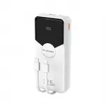 Wozinsky WFC-15W 20000mAh 22.5W PD20W PowerBank su integruotais Lightning ir USB-C kabeliais &ndash; Baltas
