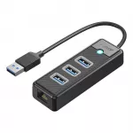 Orico PW3UR25-U3 USB stotelė 4-prievadai 3x USB-A 3.0 1x RJ45 2.5G Ethernet 1 m - juoda