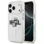 Karl Lagerfeld IML Glitter Karl & Choupette Sketch Logo MagSafe Dėklas iPhone 17 Pro - Skaidrus