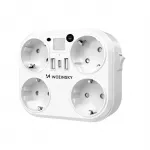 Wozinsky WRS-2B 4x AC 2x USB-A 1x USB-C 4000 W Lizdų &scaron;aklys su žibintu - balta