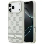 DKNY Checkered with Printed Stripes dėklas skirtas iPhone 17 Pro Max - smėlinė