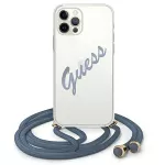 Guess dėklas iPhone 12/12 Pro &ndash; skaidrus/mėlynas