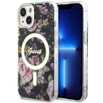 Guess MagSafe dėklas iPhone 14 Plus &ndash; juodas, gėlės