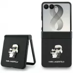 Dėklas Karl Lagerfeld Karl & Choupette Saffiano Pins Samsung Galaxy Z Flip 8 - juodas