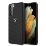 Ferrari dygsniuotas odinis dėklas Galaxy S21 &ndash; juodas