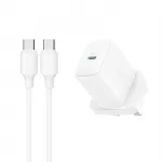 Joyroom JR-TCF20 PD 20W sieninis įkroviklis (UK ki&scaron;tukas) su 1m USB-C laidu - baltas