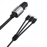 Dudao 3in1 USB automobilinis įkroviklis 3,4 A su integruotu Lightning / USB Type C / micro USB laidu juodas (R5ProN black)