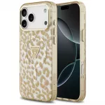 Guess IML Leopard Glitter Triangle Logo MagSafe dėklas iPhone 17 Pro / 18 Pro - Ruda
