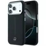 Mercedes Leather Semi Wrap Iconic Line MagSafe dėklas iPhone 18 Pro Max / 17 Pro Max - Juodas