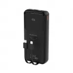 Wozinsky WFC-15B 20000mAh 22.5W PD20W powerbankas su integruotais Lightning ir USB-C kabeliais - Juodas