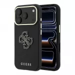 Guess Grained & Big Resin Logo dėklas, skirtas iPhone 18 Pro Max / 17 Pro Max &ndash; juodas