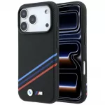 BMW M Quadrille Kevlar Print Tricolor Lines & Metal Logo MagSafe dėklas iPhone 18 Pro Max / 17 Pro Max - juoda