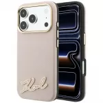 Karl Lagerfeld Grained with Resin Signature Logo MagSafe dėklas iPhone 18 Pro / 17 Pro - Rožinė