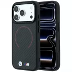 Dėklas BMW M Kevlar Red Print Ring Metal Logo MagSafe, skirtas iPhone 18 Pro / 17 Pro - Juodas
