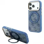 Dėklas Guess Ring Stand 360 4G Classic Logo MagSafe telefonams iPhone 18 Pro Max / 17 Pro Max - Mėlynas