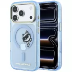 Dėklas Karl Lagerfeld Peekaboo Logo MagSafe telefonui iPhone 18 Pro / 17 Pro - &scaron;viesiai mėlynas