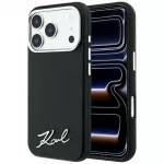 Dėklas Karl Lagerfeld Saffiano Small Script Metal Logo MagSafe skirtas iPhone 18 Pro / 17 Pro - Juodas