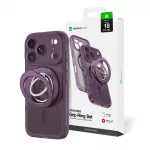AmazingThing Titan Pro Lens Ring Set dėklas, skirtas iPhone 18 Pro Max su kameros dangteliu ir magnetiniu žiedu, suderinamas su MagSafe - violetinė