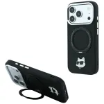 Karl Lagerfeld MagSafe dėklas su 360 žiediniu stovu ir Choupette galvos segtuku skirtas iPhone 18 Pro Max / 17 Pro Max &ndash; juodas