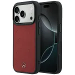 Dėklas Mercedes Leather Mesh with Bow Line MagSafe, skirtas iPhone 18 Pro Max / 17 Pro Max - Bordo
