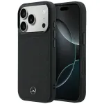 Dėklas Mercedes Leather Mesh with Bow Line MagSafe, skirtas iPhone 18 Pro Max / 17 Pro Max - Juodas