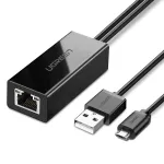 Tinklo plok&scaron;tė Ugreen 30985, skirta Chromecast su micro USB / USB-A jungtimis 100Mb/s 1 m - juoda