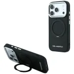Dėklas Karl Lagerfeld Ring Stand 360 Saffiano Classic Logo MagSafe, skirtas iPhone 18 Pro / 17 Pro - juodas
