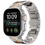 Dirželis Tech-Protect Stainless Apple Watch 8 / 9 / 10 / 11 / 12 / SE / Ultra (44 / 45 / 46 / 49 mm), Titanium / Orange (titano spalvos / oranžinis)