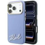 Karl Lagerfeld Grained with Resin Signature Logo MagSafe dėklas iPhone 18 Pro Max / 17 Pro Max - &scaron;viesiai mėlynas