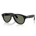 Ray-Ban Meta Aviator Gen3 4016 601/9A 54 (blizgūs juodi rėmeliai, poliarizuoti Grey-green lę&scaron;iai)