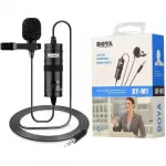 BOYA mikrofonas laidinis, Omni Directional polar pattern Lavalier, High quality sound, Work su cameras, smartphones ir computers, 3.5 mm output EU, juoda spalva
